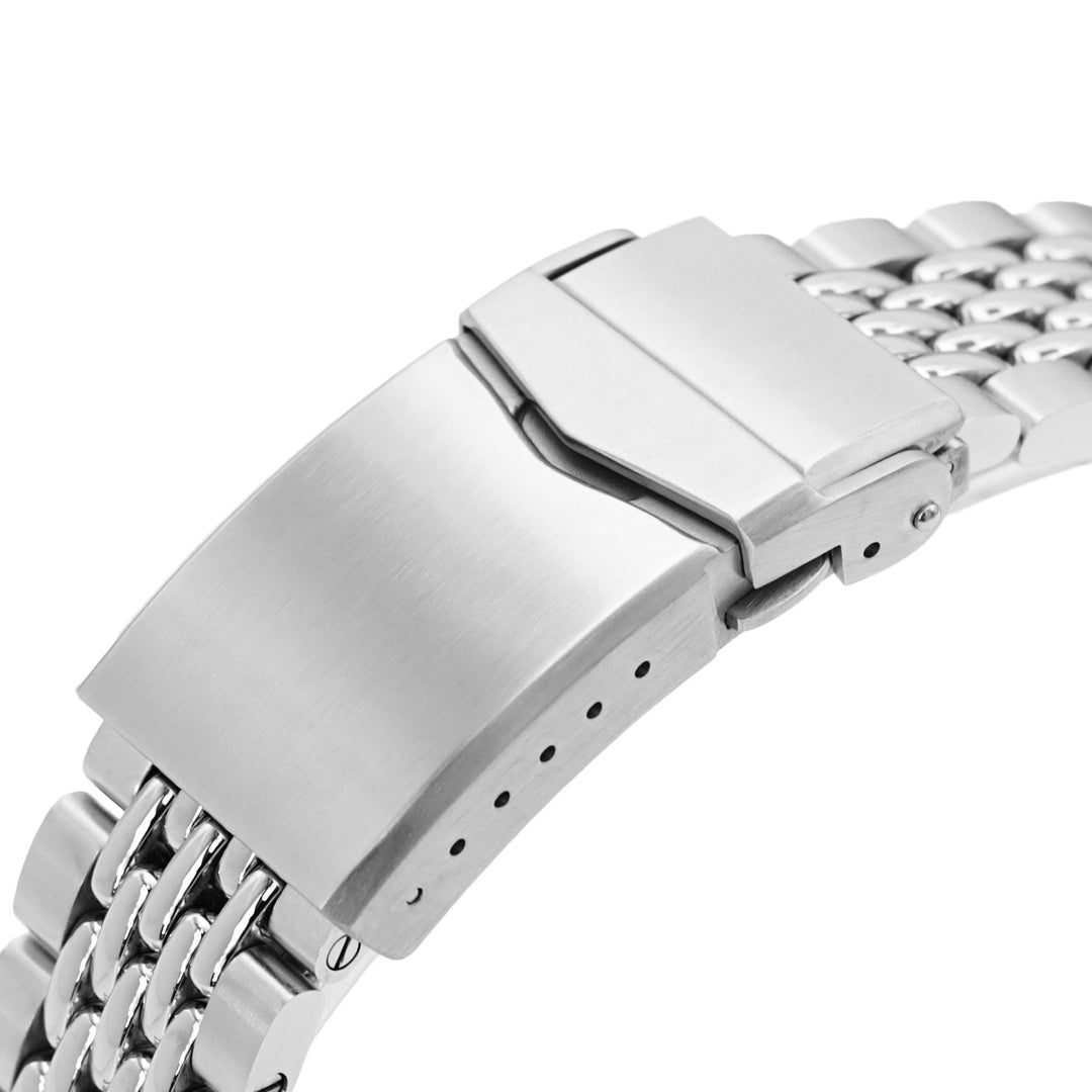 22mm Goma BOR Watch Band for Seiko SKX007, 316L Stainless Steel Brushed and Polished V-Clasp Strapcode Watch Bands