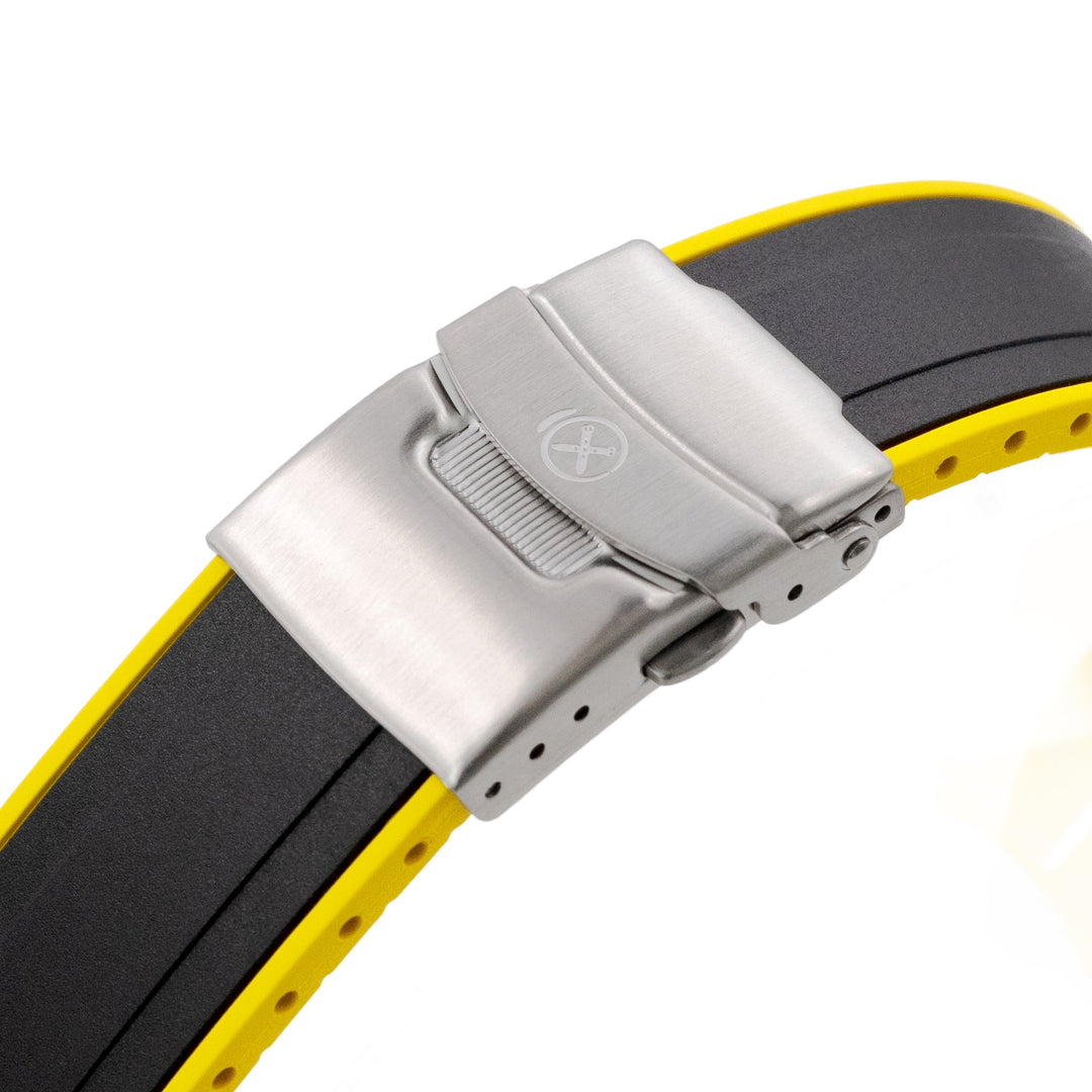 StrapXPro - SX1A Rubber Strap for Seiko SKX007, Black / Yellow